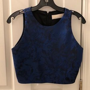 Alice and Olivia Blue and Black Crop Top